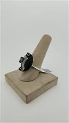 Black Stone Unisex Silver & Stone Ring 925 Silver 7.09g Size:6.5